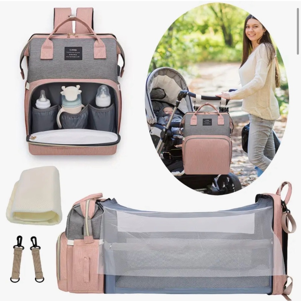 Black Multi-Function Diaper Bag with Bassinet NWT - image 9